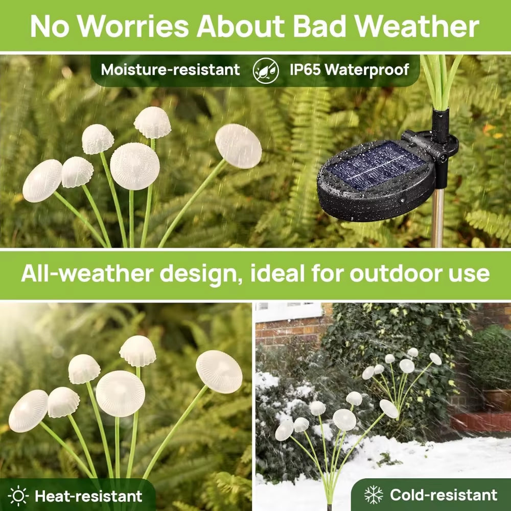 Solar Mushroom Garden Lights – No-Wiring, Auto on at Dusk