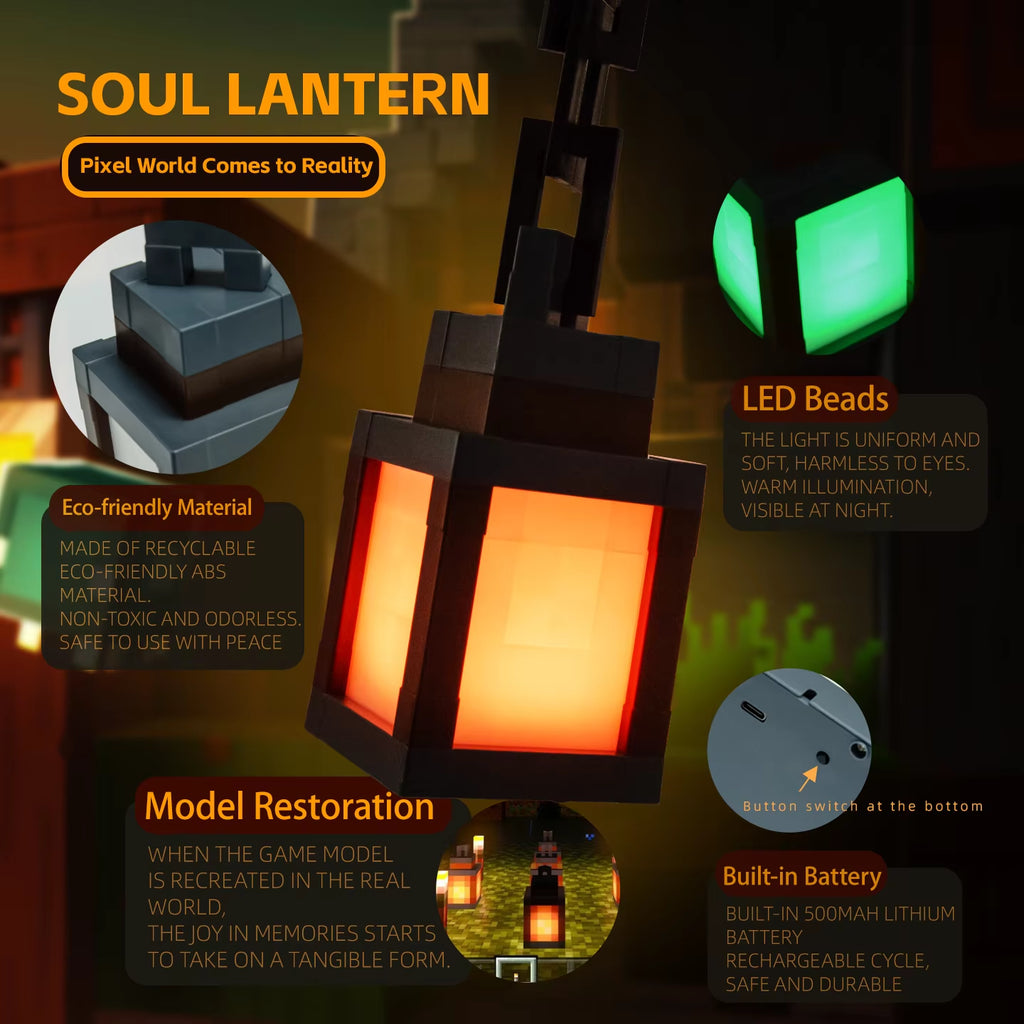 Pixel Lantern Night Light – Cordless, 16 Colors