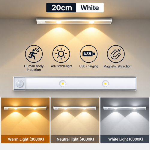 WickBar 20cm motion sensor cabinet light with 2 LEDs, 3 light tones