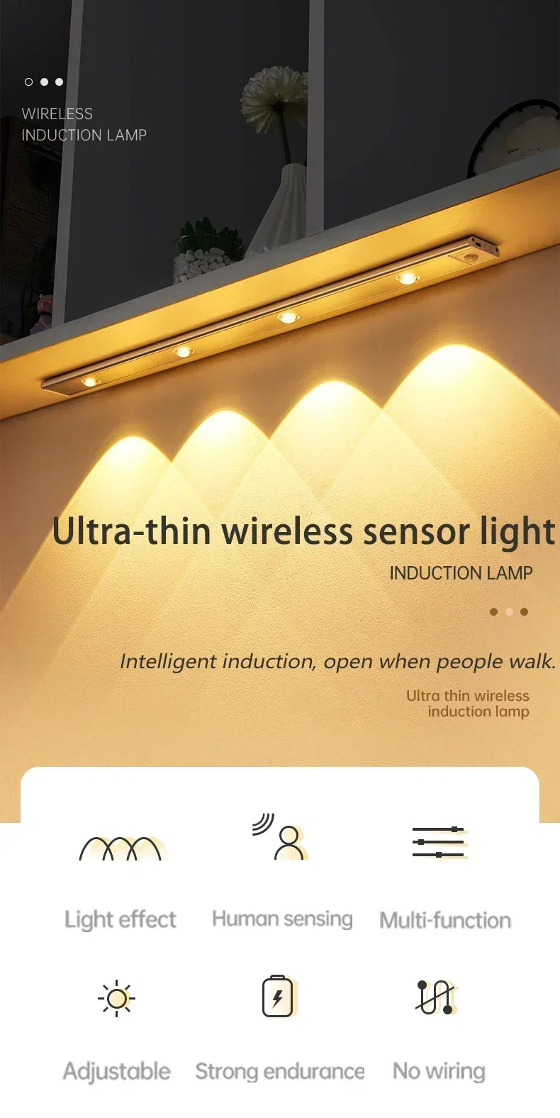 Ultra-thin motion sensor cabinet light