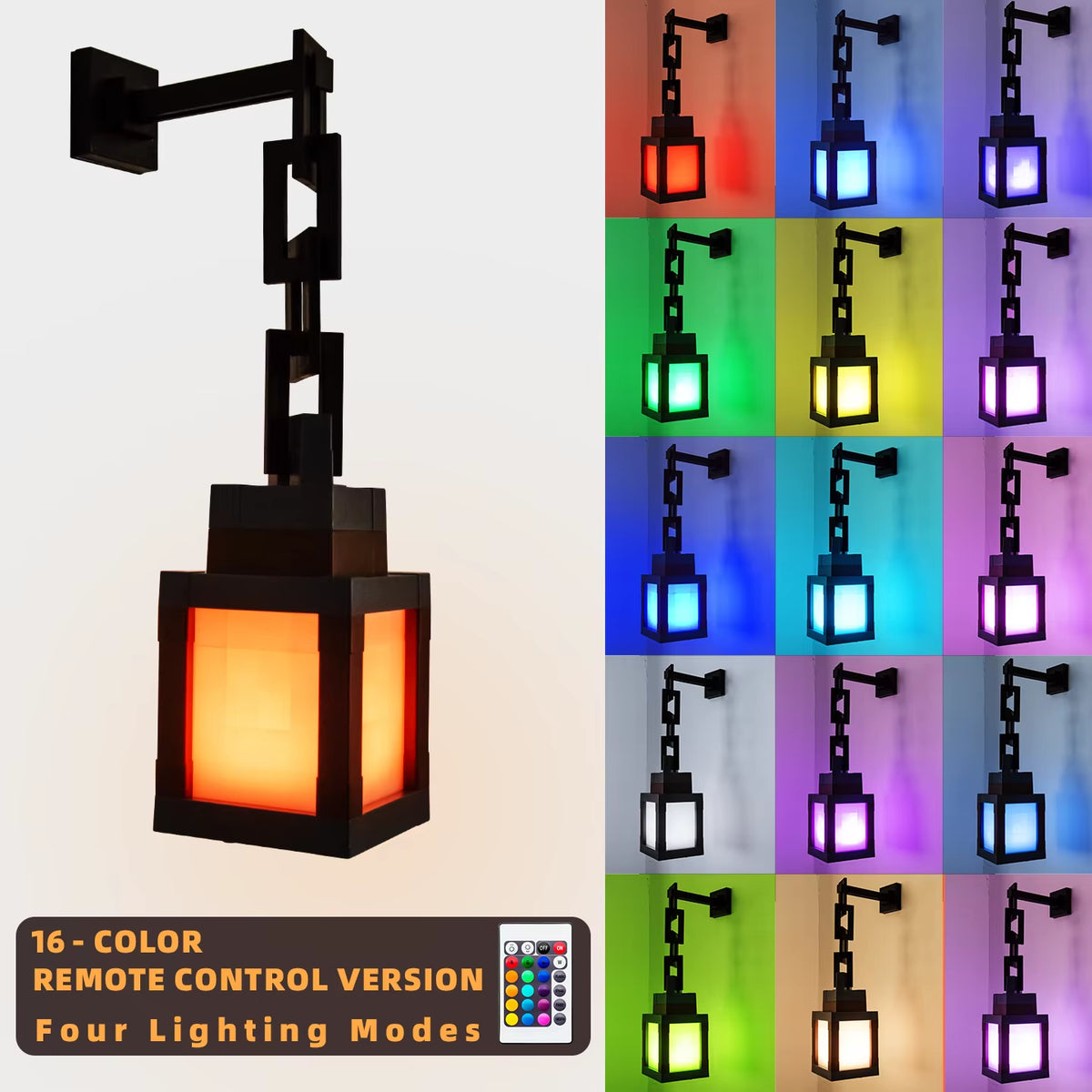 Pixel Lantern Night Light – Cordless, 16 Colors